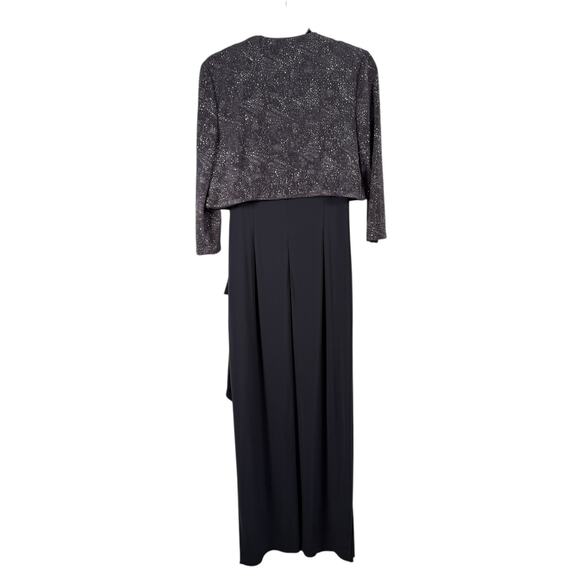 Alex Evening Grey Sparkle Maxi Dress Jacket Set Wedding Mother of Bride Women 12 - Picture 6 of 7